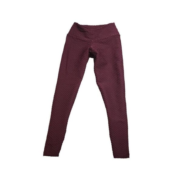 Booty By BraBants One Size Croco Leggings in Deep Maroon - Picture 1 of 6